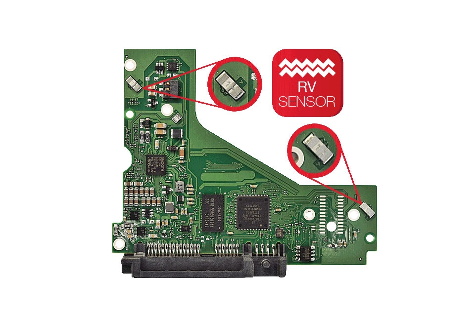 플래터와 헤드를 안전하게 조정하는 RV 센서(사진: 씨게이트)