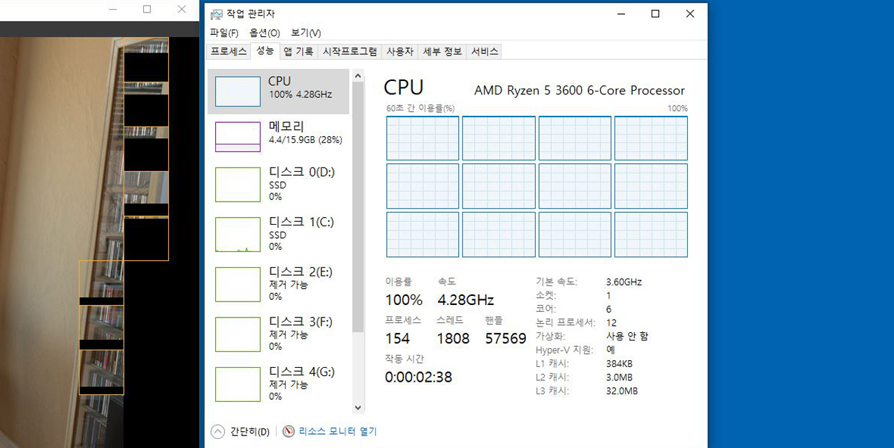 ▲ CTR로 오버클럭한 라이젠 5 3600은 약 4.3GHz(4300MHz)로 작동한다