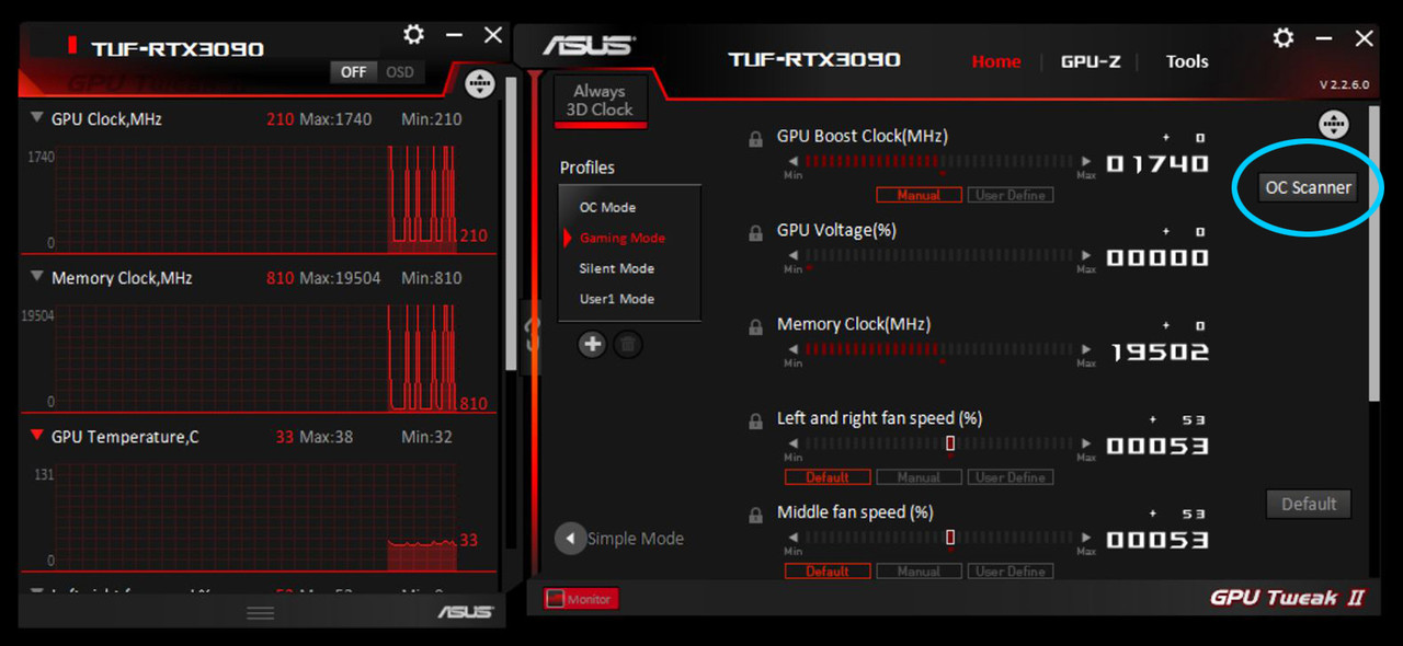 ▲ 에이수스 그래픽카드 유틸리티 ‘GPU 트윅’