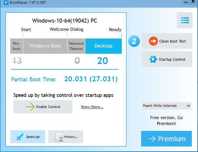 ▲ 부트레이서로 부팅 속도를 측정했다. 20초가량 걸린다.