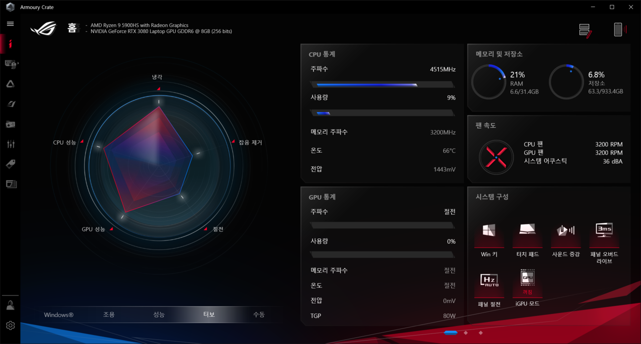 ▲ 터보 모드로 설정 뒤 테스트가 진행됐다.
