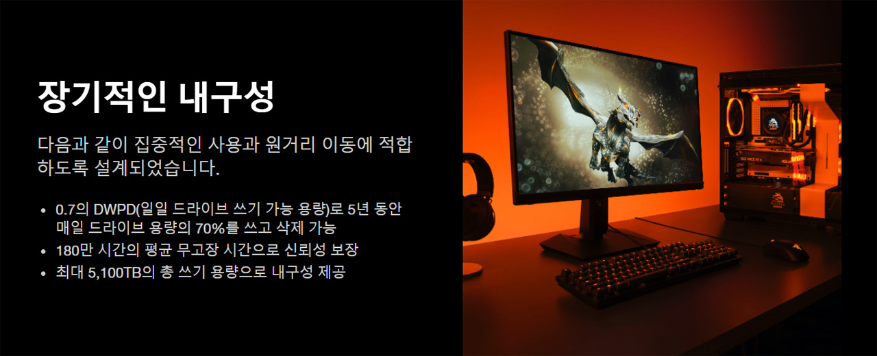 ▲ 테라바이트 단위로 낸드 플래시 예상 수명이 공개되는 SSD