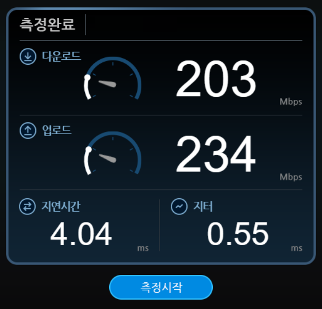 ▲ Wi-Fi 6(802.11ax)를 지원한다. 벤치비 프로그램을 실행해 보니 무선랜 속도가 높게 나오는 것을 확인할 수 있다.