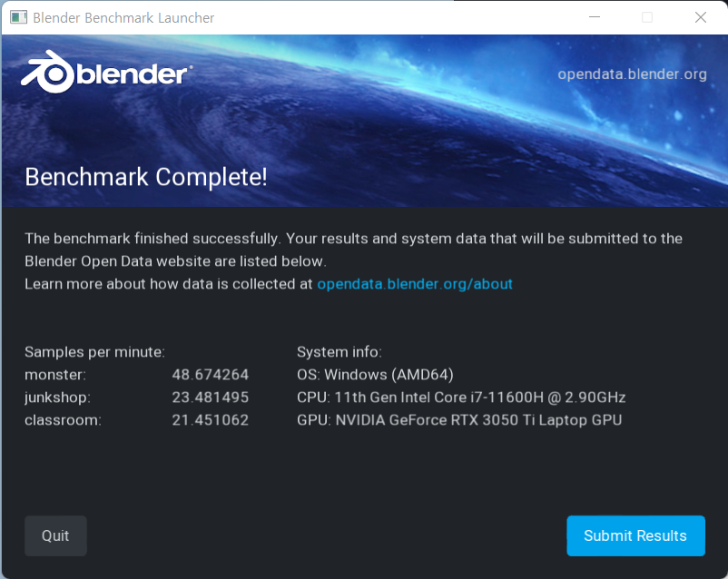 ▲ 코어 i7-11600H 결과.