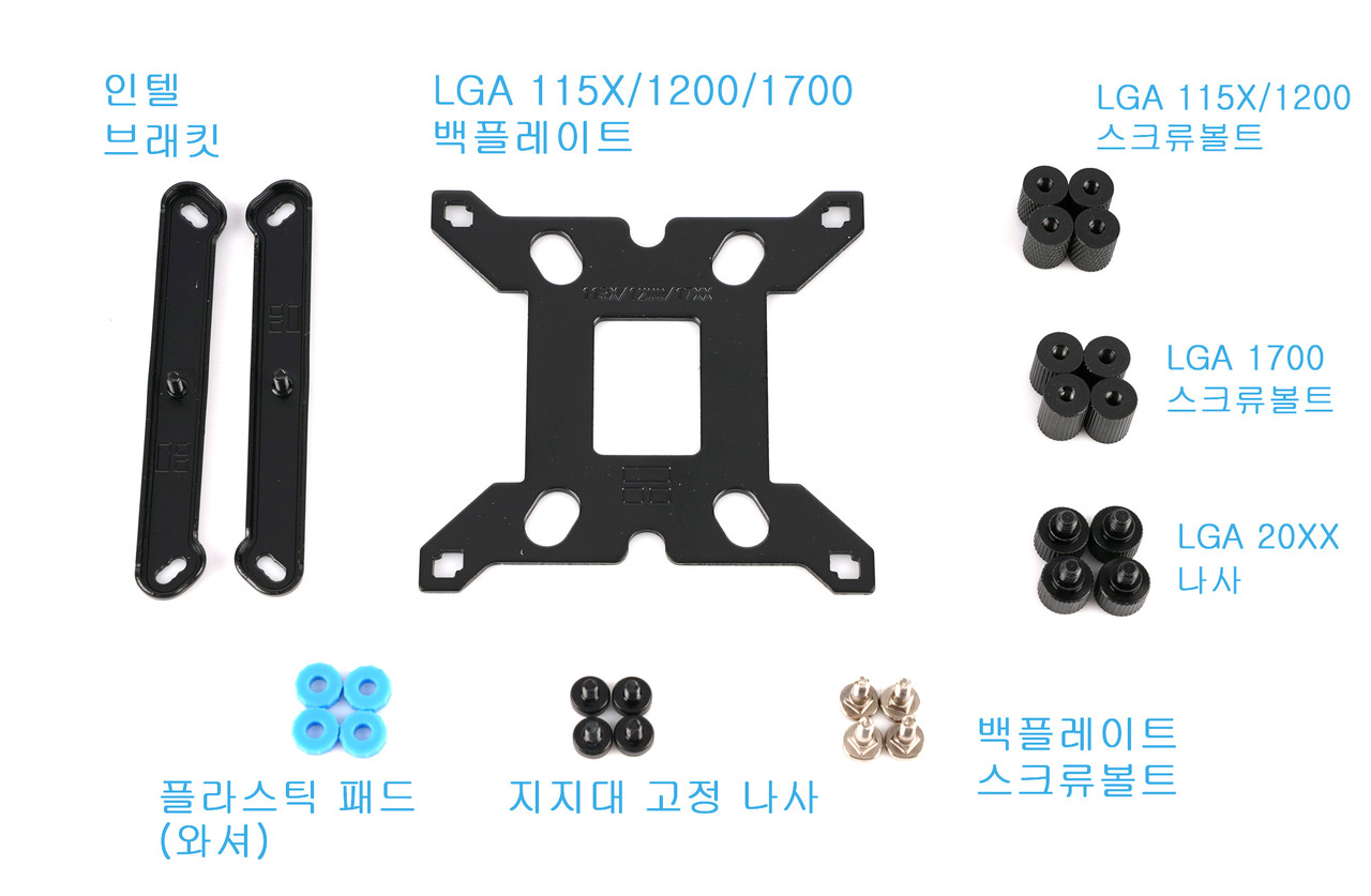 ▲ 인텔 CPU 소켓(LGA 115X · 1200 · 1700 · 20XX)용 지지대 구성품